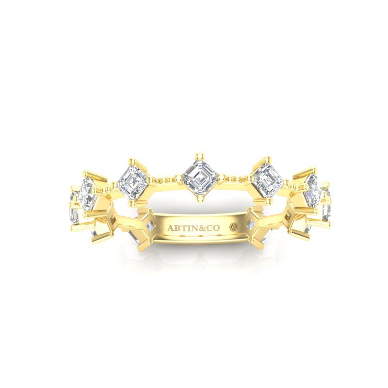 14K Gold Ascher Three Quarter Way Eternity Prong Set Lab Grown Diamond Wedding Band Ring Ascher Cut ABB-432.2-LGD-21  - Abtin & Co.