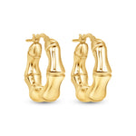 14K Gold Bamboo Hoop Earrings Earring ABGE-116-G  - Abtin & Co.