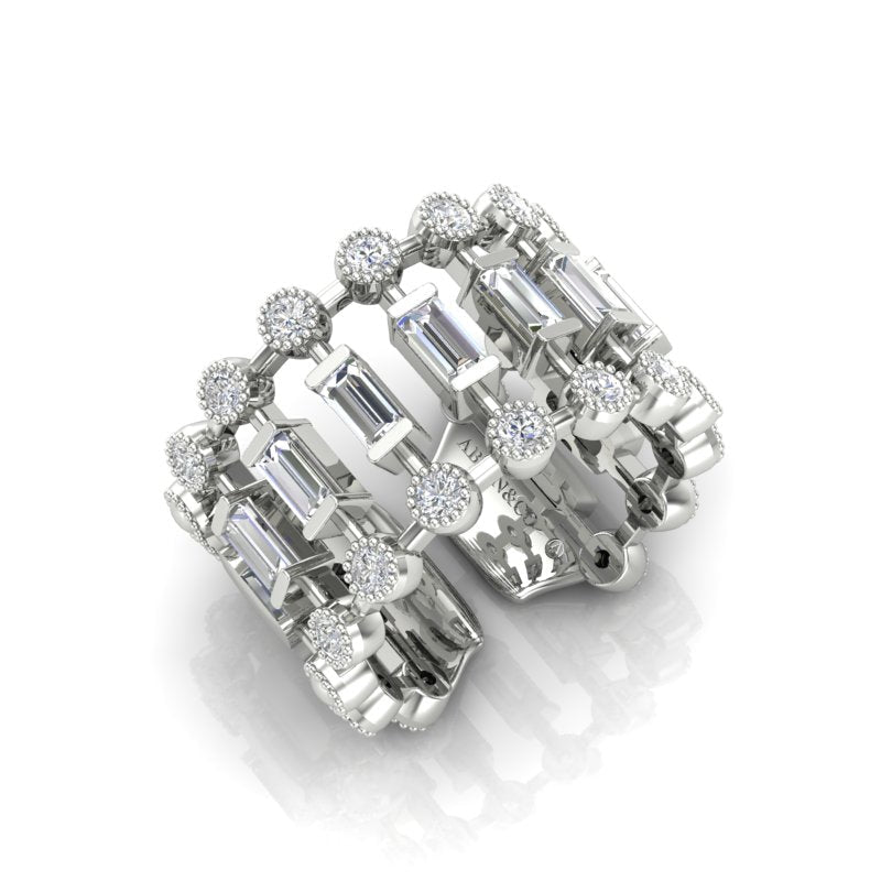 14K Gold Bezel Baguette Diamond Open Lace Ring Ring ABB-616.1-D  - Abtin & Co.
