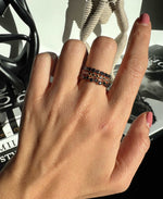 14K Gold Black Diamond Stackable Band Wedding Ring Ring ABB-122-BDF-BR  - Abtin & Co.