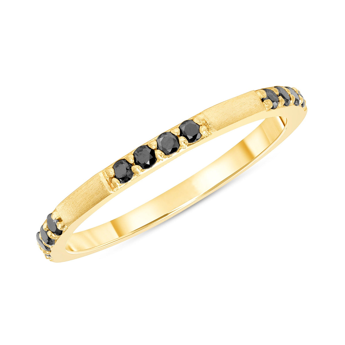 14K Gold Black Diamond Wedding Band/Stacking Ring Ring ABB-129-BDF  - Abtin & Co.