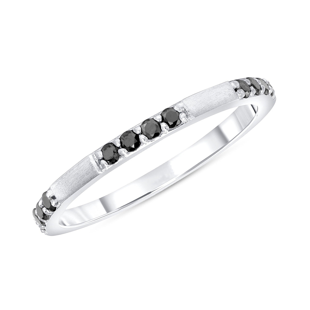 14K Gold Black Diamond Wedding Band/Stacking Ring Ring ABB-129-BDF  - Abtin & Co.