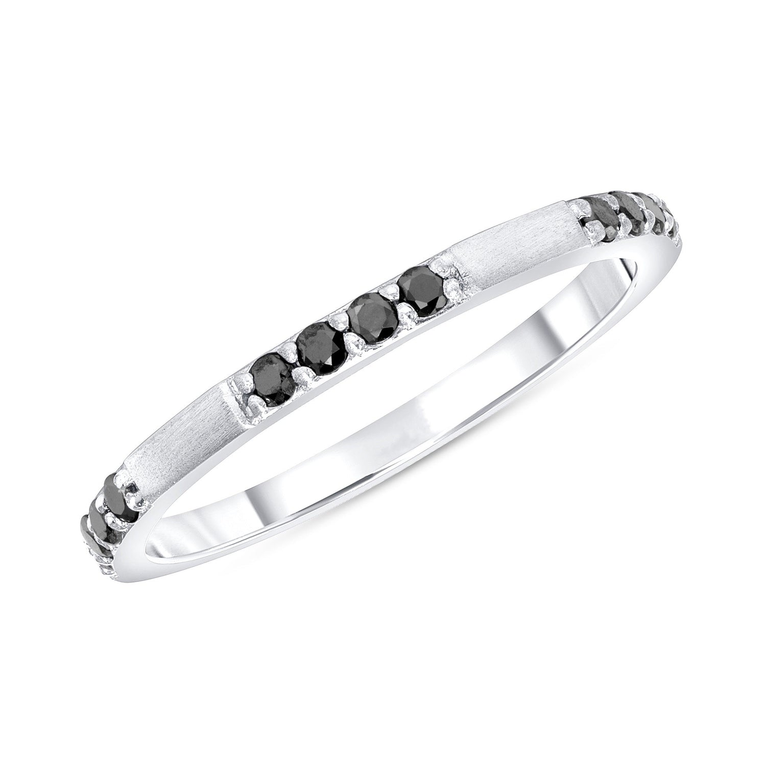 14K Gold Black Diamond Wedding Band/Stacking Ring Ring ABB-129-BDF  - Abtin & Co.