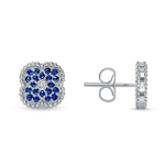 14K Gold Blue Sapphire & Diamond Floral Studs Earrings Earring ABE-120.B-BSF-1  - Abtin & Co.