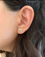 14K Gold Chevron Diamond Stud Earrings Earring   - Abtin & Co.