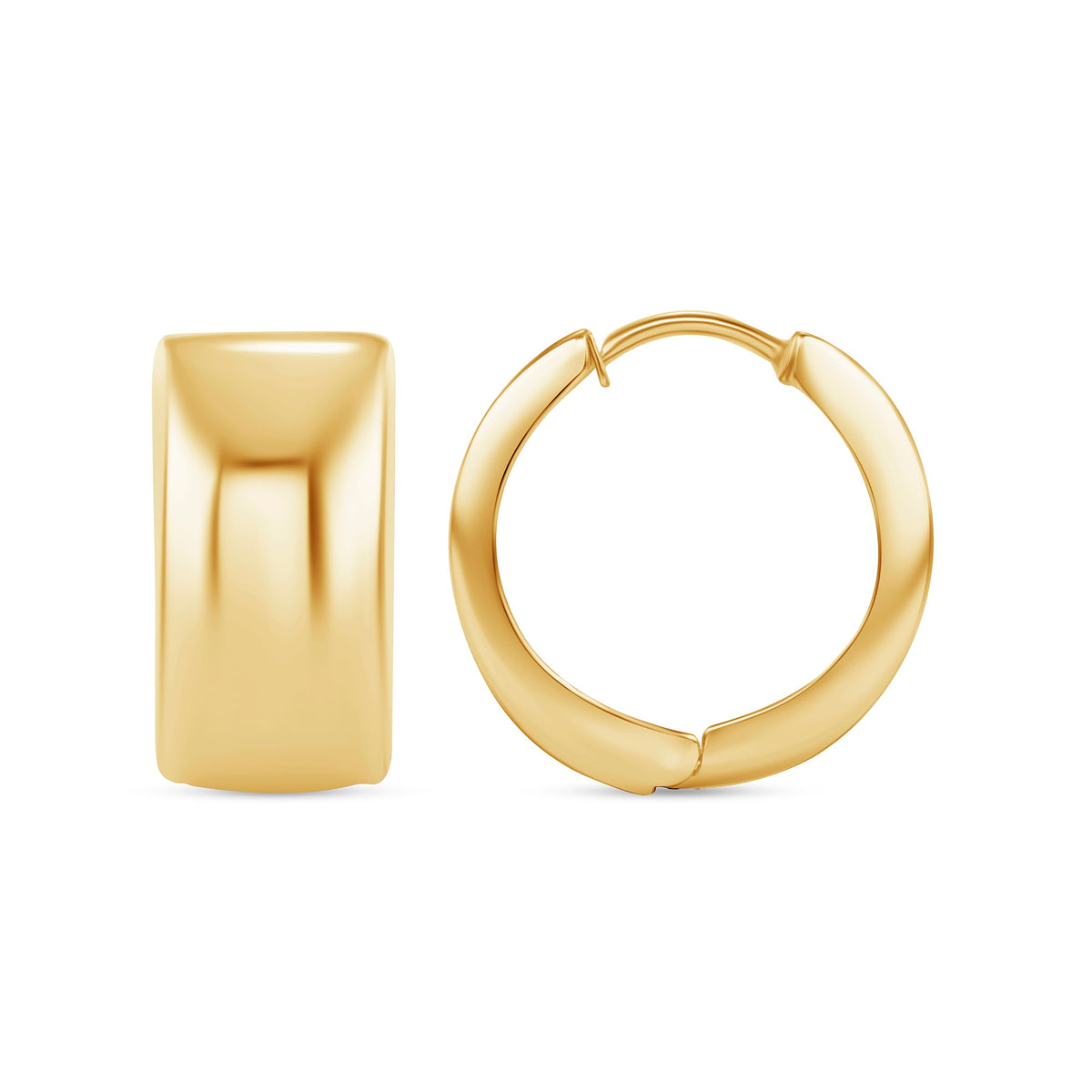 14K Gold Chunky Domed Hinge Huggie Earrings Earring ABGE-102.2-G  - Abtin & Co.
