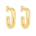 14K Gold Chunky Oblong Hoops Earring ABGE-124-G  - Abtin & Co.