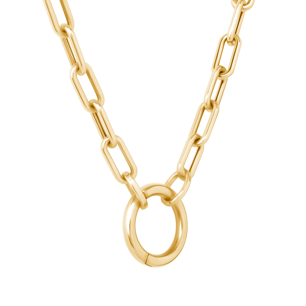 14K Gold Chunky Paperclip Chain Charm Necklace Necklace ABGN-100-N  - Abtin & Co.