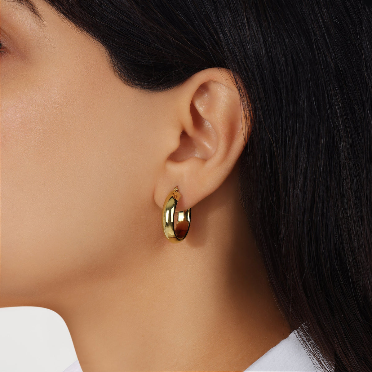 14K Gold Chunky Small Hoop Earrings Earring   - Abtin & Co.
