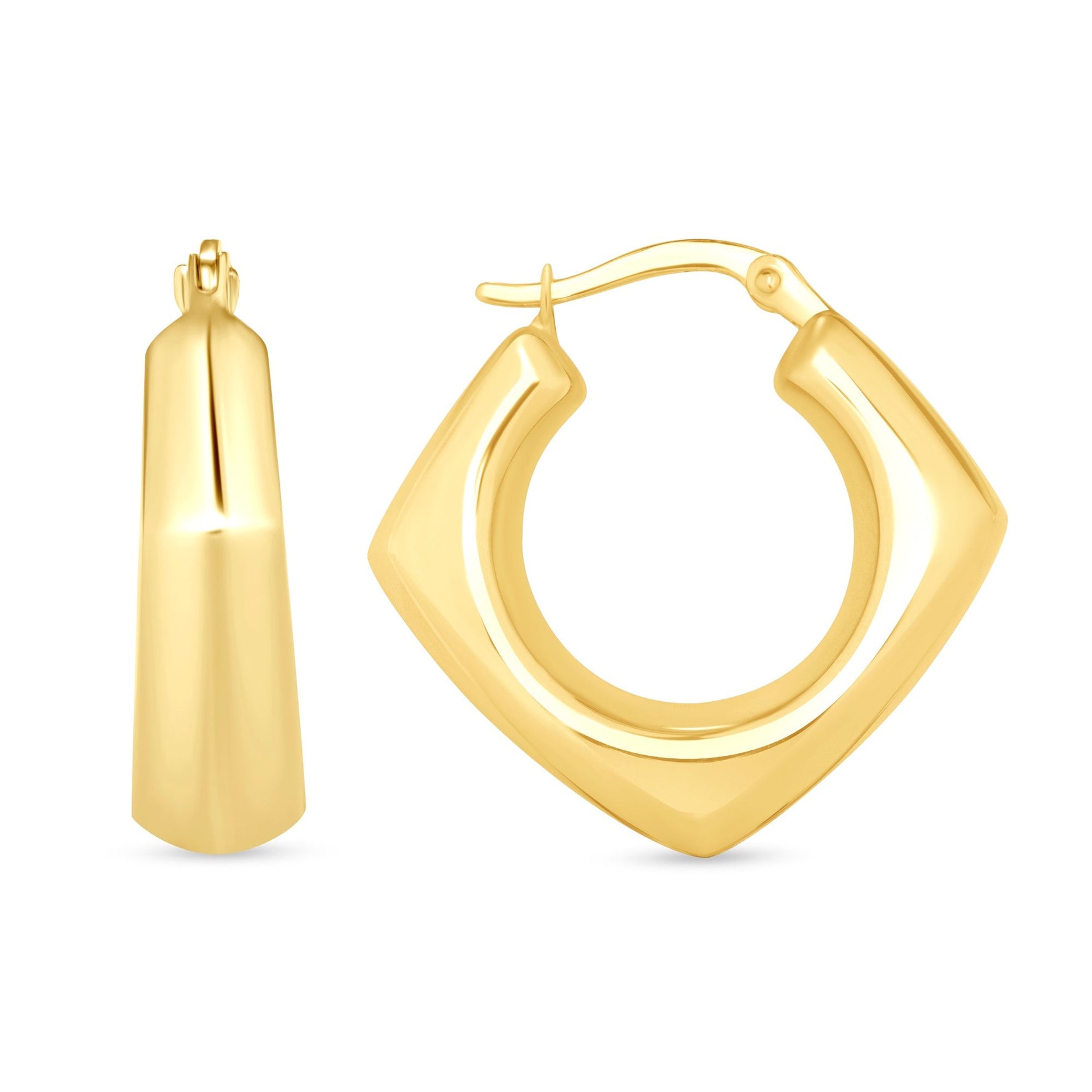 14K Gold Chunky Square Hoop Earrings Earring ABGE-123-G  - Abtin & Co.