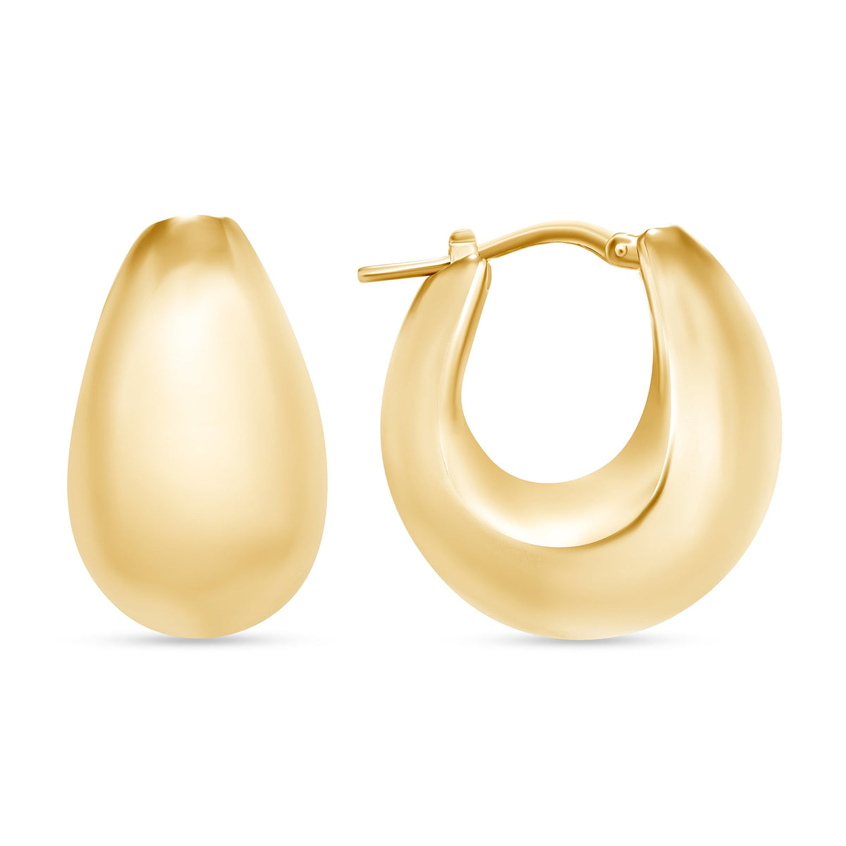 14K Gold Chunky Teardrop Hoop Earrings Earring ABGE-130-G  - Abtin & Co.