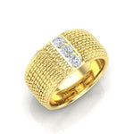 14K Gold Classic Patterned Diamond Cigar Band Ring ABB-622.3-D  - Abtin & Co.