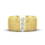14K Gold Classic Patterned Diamond Cigar Band Ring ABB-622.3-D  - Abtin & Co.