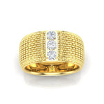 14K Gold Classic Patterned Diamond Cigar Band Ring ABB-622.3-D  - Abtin & Co.