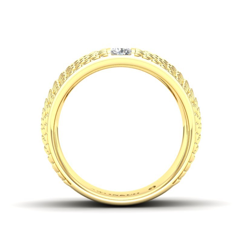 14K Gold Classic Patterned Diamond Cigar Band Ring ABB-622.3-D  - Abtin & Co.