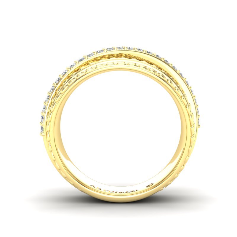 14K Gold Classic Wide Overlap Diamond Ring Ring ABB-595-D  - Abtin & Co.