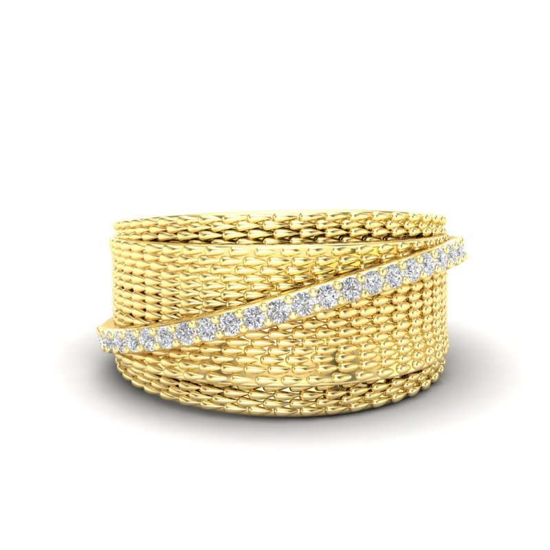 14K Gold Classic Wide Overlap Diamond Ring Ring ABB-595-D  - Abtin & Co.