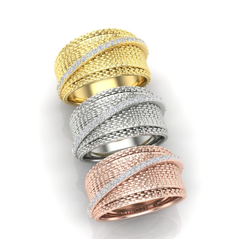 14K Gold Classic Wide Overlap Diamond Ring Ring ABB-595-D  - Abtin & Co.