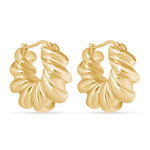 14K Gold Croissant Hoop Earrings Earring ABGE-133-G  - Abtin & Co.