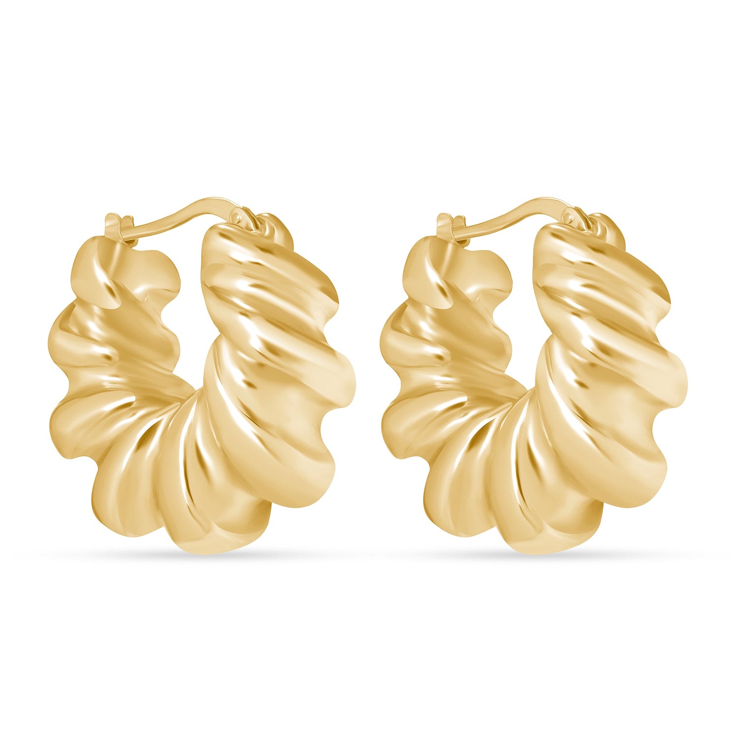 14K Gold Croissant Hoop Earrings Earring ABGE-133-G  - Abtin & Co.