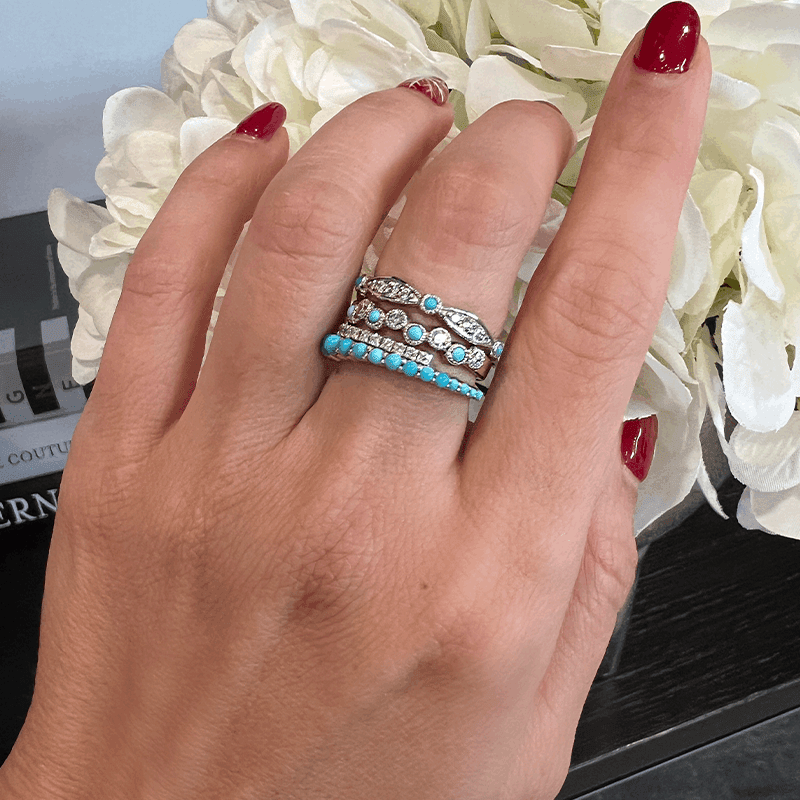 14K Gold Diamond and Turquoise Bead & Eye Ring Ring ABB-187-TQD  - Abtin & Co.