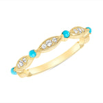14K Gold Diamond and Turquoise Bead & Eye Ring Ring ABB-187-TQD  - Abtin & Co.