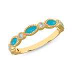 14K Gold Diamond and Turquoise Bead & Eye Stackable Band Ring ABB-161-TQD  - Abtin & Co.