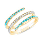 14K Gold Diamond and Turquoise Spiral Ring Ring ABB-241V2-TQD  - Abtin & Co.