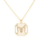 14K Gold & Diamond Aries Horoscope Square Pendant Necklace Pendant ALP-226Y-PSI.GD  - Abtin & Co.