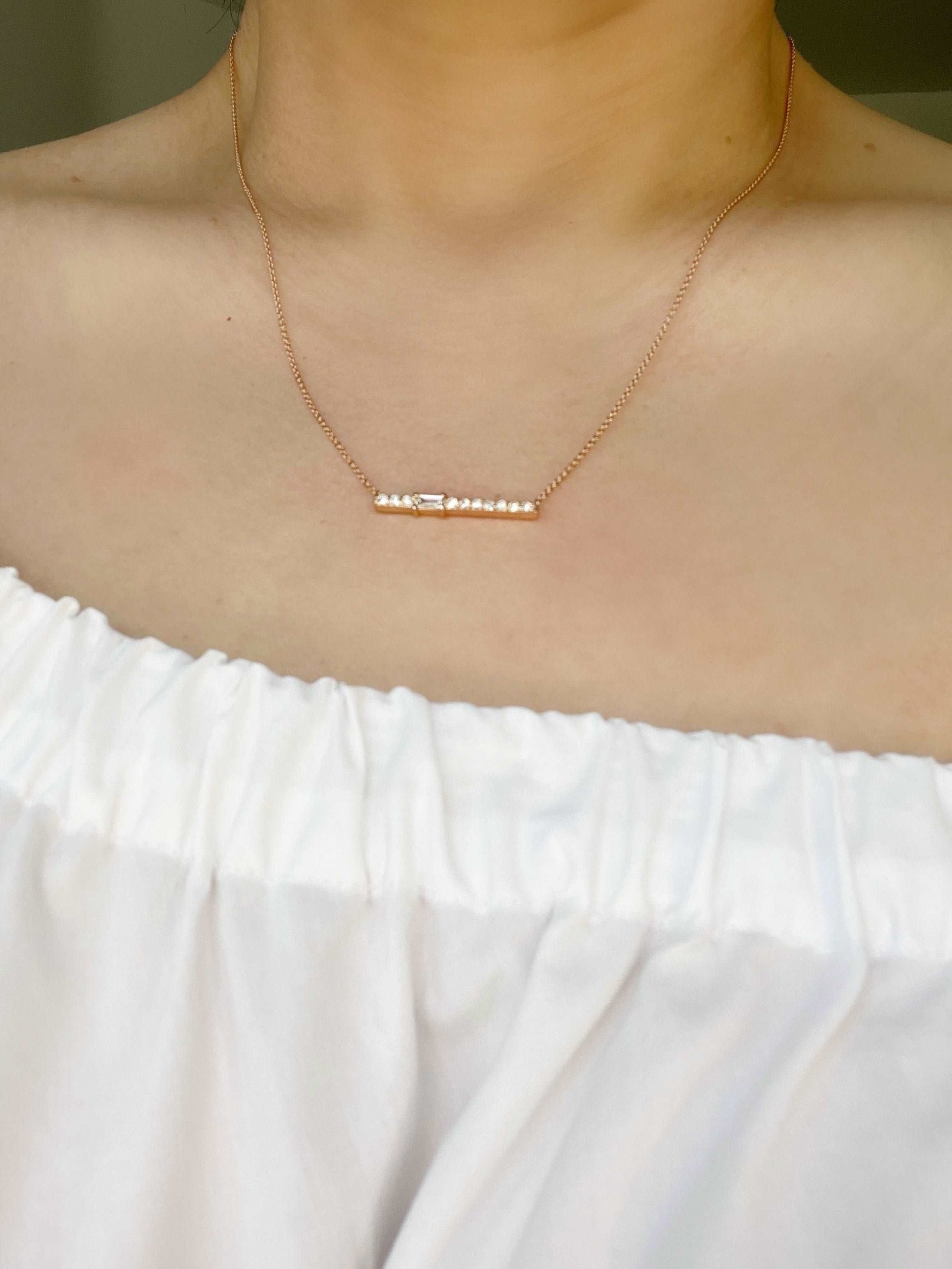 14K Gold Diamond Bar Pendant Pendant ABE_183/2_D  - Abtin & Co.