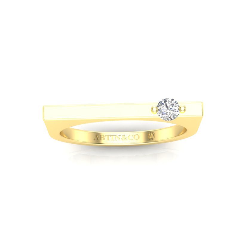 14K Gold Diamond Bar Ring Stacking Bar Ring Ring ABB-628.1-D-2  - Abtin & Co.