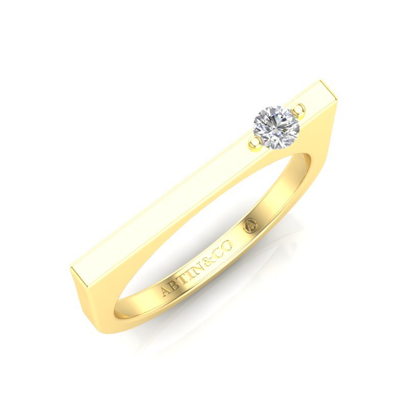 14K Gold Diamond Bar Ring Stacking Bar Ring Ring ABB-628.1-D-2  - Abtin & Co.