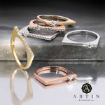 14K Gold Diamond Bar Ring Stacking Bar Ring Ring ABB-628.1-D-1  - Abtin & Co.