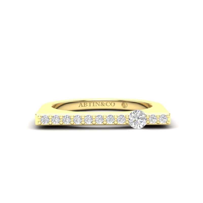 14K Gold Diamond Bar Ring Stacking Bar Ring Ring ABB-628.2-D-3  - Abtin & Co.