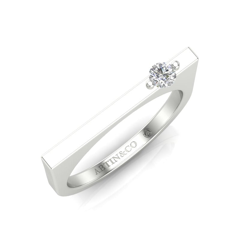 14K Gold Diamond Bar Ring Stacking Bar Ring Ring ABB-628.1-D-1  - Abtin & Co.