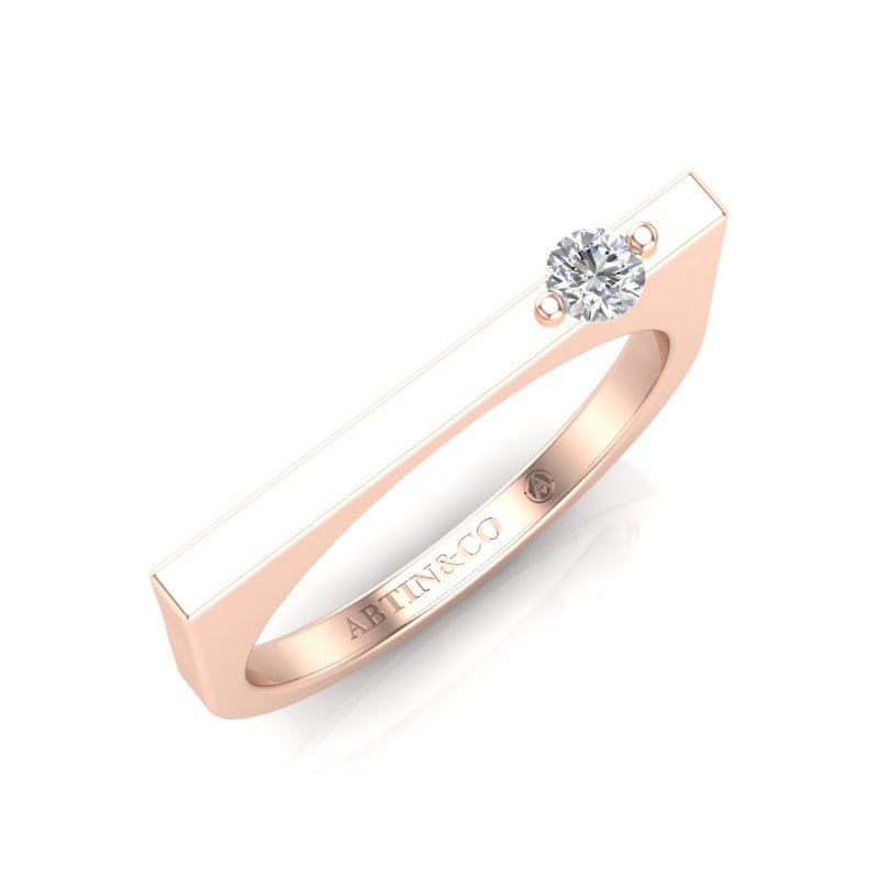 14K Gold Diamond Bar Ring Stacking Bar Ring Ring ABB-628.1-D-3  - Abtin & Co.