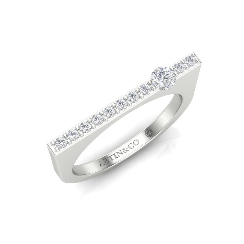 14K Gold Diamond Bar Ring Stacking Bar Ring Ring ABB-628.2-D-1  - Abtin & Co.