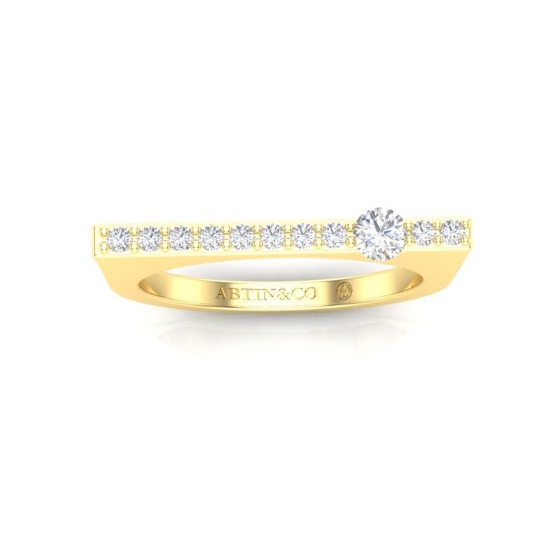14K Gold Diamond Bar Ring Stacking Bar Ring Ring ABB-628.2-D-3  - Abtin & Co.