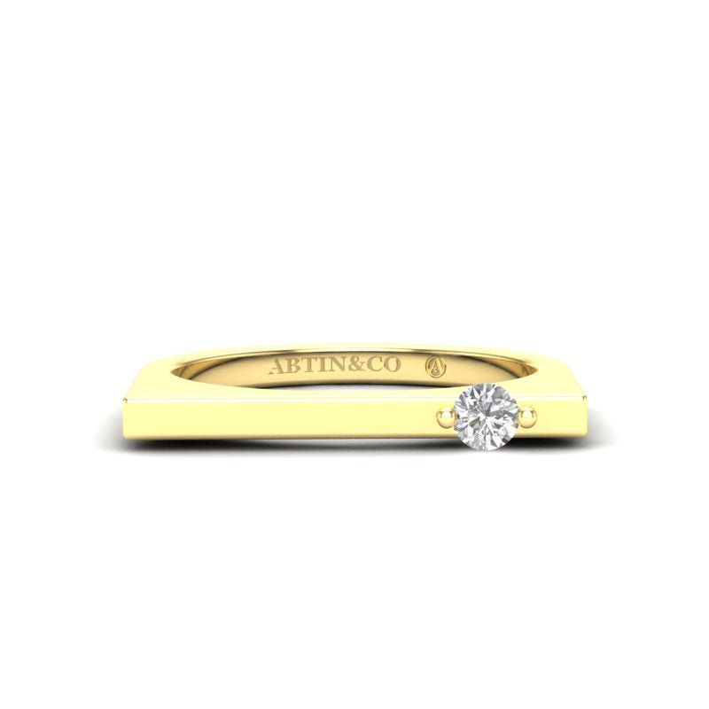 14K Gold Diamond Bar Ring Stacking Bar Ring Ring ABB-628.1-D-2  - Abtin & Co.