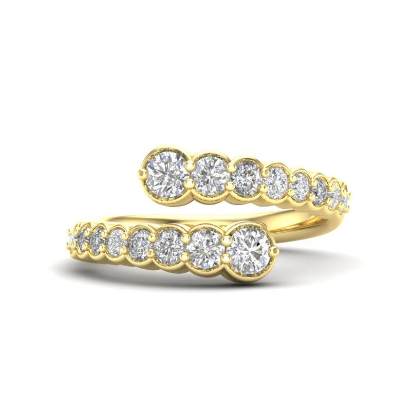 14K Gold Diamond Bezel Bypass Stacking Ring Band Ring ABB-619-D-1  - Abtin & Co.