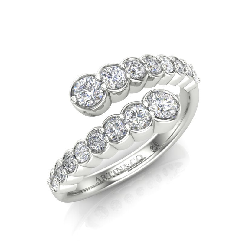 14K Gold Diamond Bezel Bypass Stacking Ring Band Ring ABB-619-D-1  - Abtin & Co.