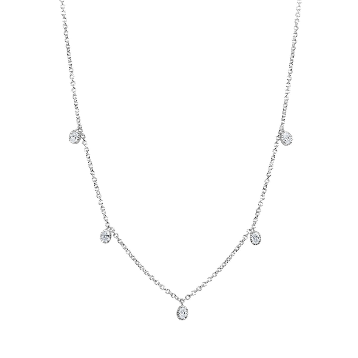 14K Gold Diamond Bezel Fringe Choker Necklace Necklace ABN-161-D  - Abtin & Co.
