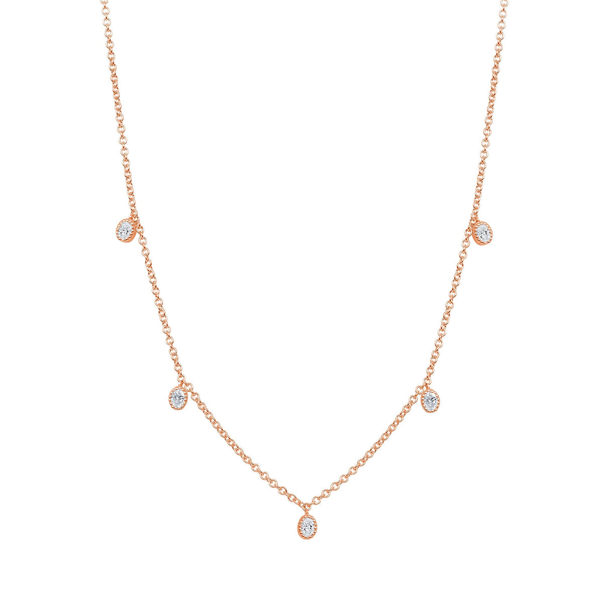 14K Gold Diamond Bezel Fringe Choker Necklace Necklace ABN-161-D  - Abtin & Co.