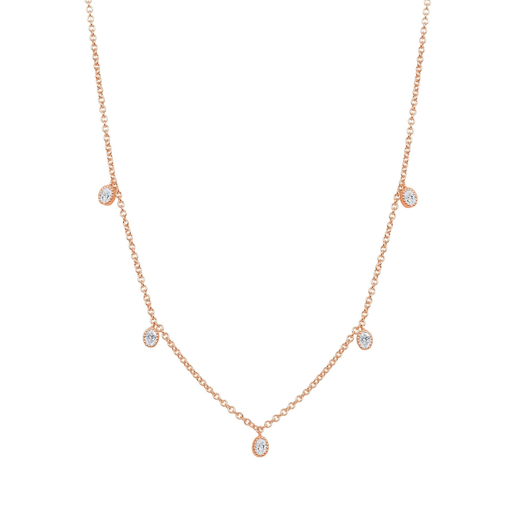 14K Gold Diamond Bezel Fringe Choker Necklace Necklace ABN-161-D  - Abtin & Co.