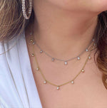 14K Gold Diamond Bezel Fringe Choker Necklace Necklace ABN-163-D  - Abtin & Co.