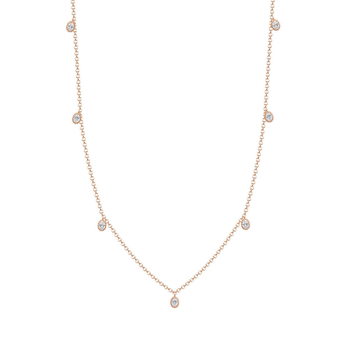 14K Gold Diamond Bezel Fringe Choker Necklace Necklace ABN-162-D  - Abtin & Co.