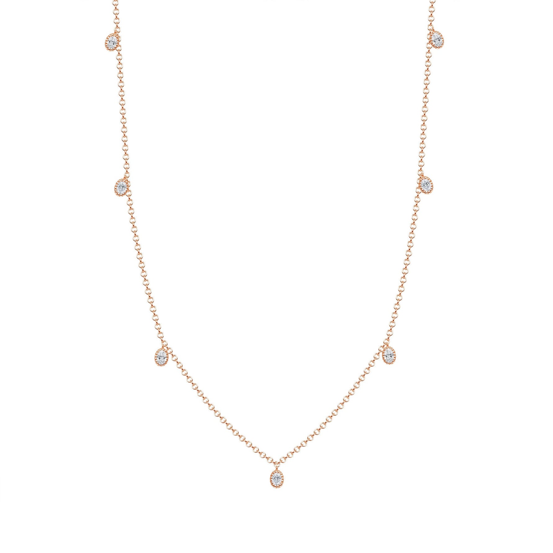 14K Gold Diamond Bezel Fringe Choker Necklace Necklace ABN-162-D  - Abtin & Co.