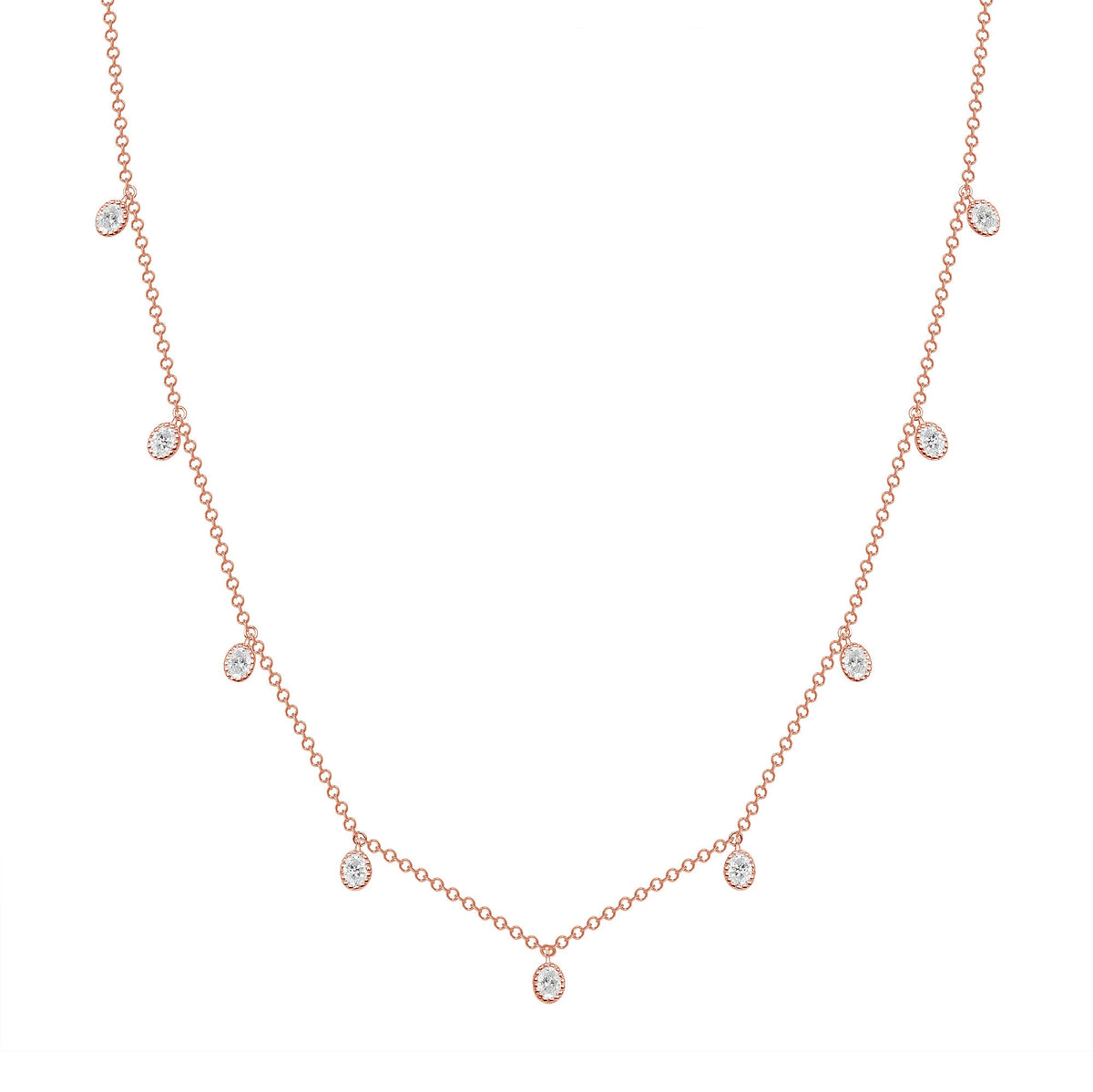 14K Gold Diamond Bezel Fringe Choker Necklace Necklace ABN-163-D  - Abtin & Co.