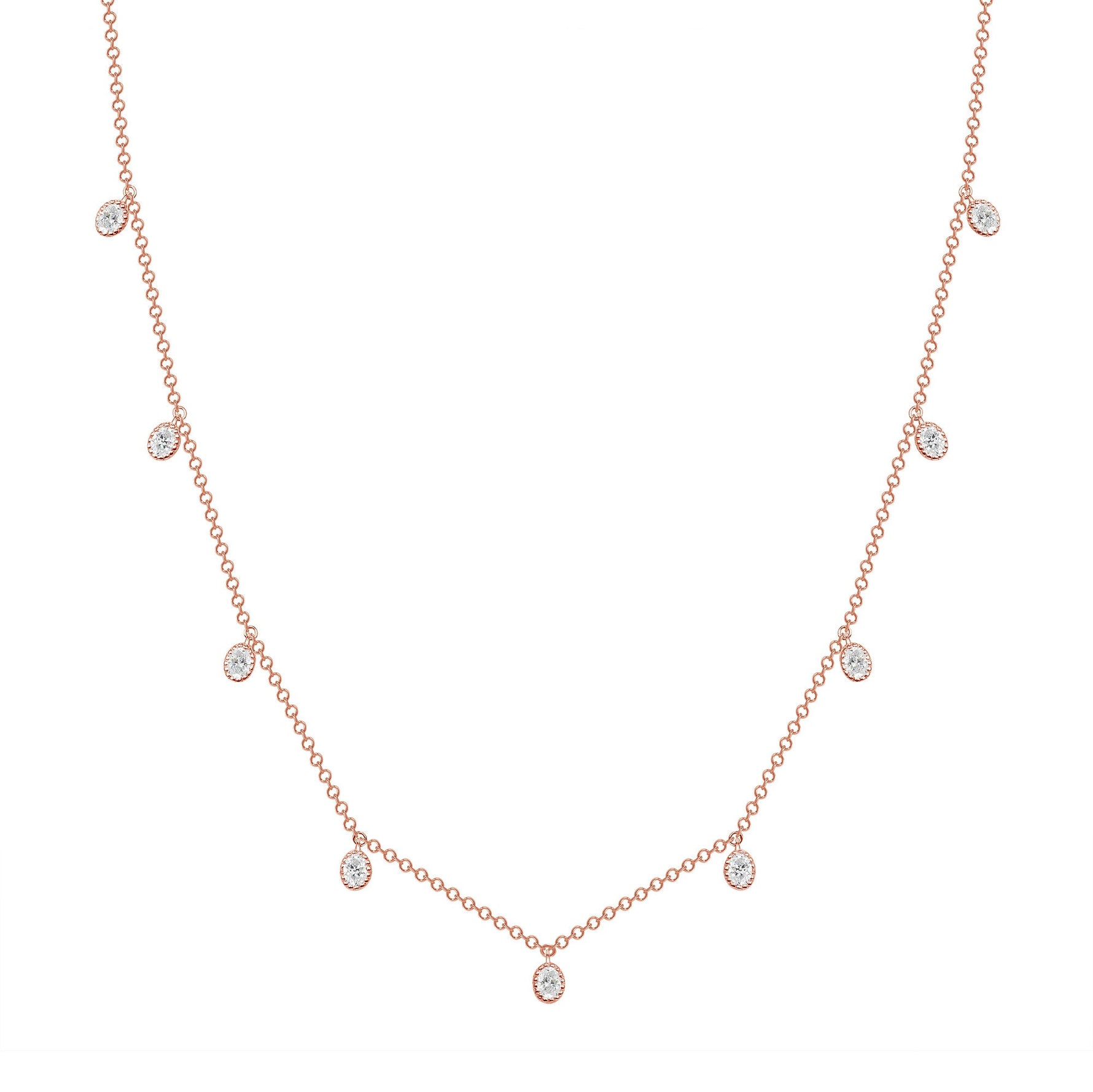 14K Gold Diamond Bezel Fringe Choker Necklace Necklace ABN-163-D  - Abtin & Co.