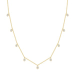 14K Gold Diamond Bezel Fringe Choker Necklace Necklace ABN-163-D  - Abtin & Co.